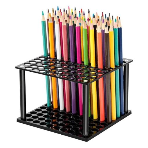96-Hole Black Acrylic Paint Brush and Pencil Stand YX163 - 1