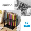 96-Hole Black Acrylic Paint Brush and Pencil Stand YX163 - 5