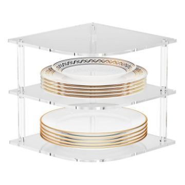 Acrylic 3 Tier Corner Organizer Shelf - YX165 Transparent - 1