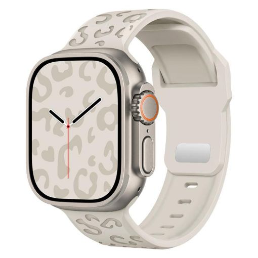 Concave Leopard Buckle Silicone Band for Apple Watch 44-49mm (Starlight) - 1