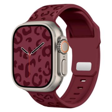 Leopard Silicone Watch Band for Apple Watch 38-42mm (Wine Red) - 1