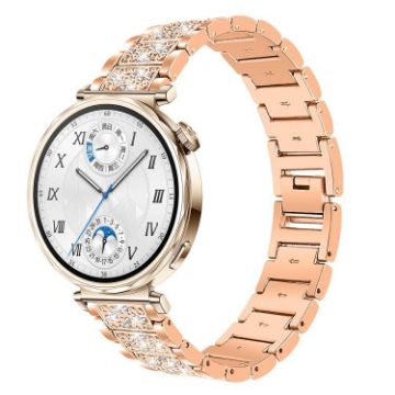 22mm Diamond Jewelry Steel Band for Huawei Watch GT5/4 Pro (Rose Gold) - 1