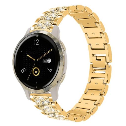 18mm Gold Diamond Steel Watch Band for Garmin Venu 2S/4S/3S - 1
