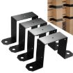 Heavy Duty Black Metal U-Shaped Fence Post Brackets, 4-Pack - 1