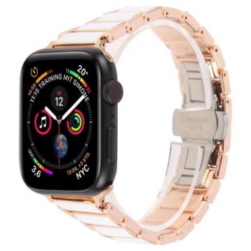 Rose Gold White Ceramic Steel Band for Apple Watch 49/46/45/44mm - 1