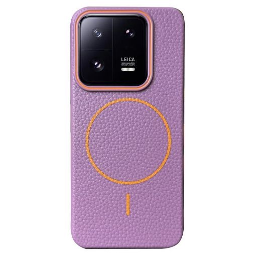 Xiaomi 13 MagSafe Litchi Grain TPU Case (Purple Orange) - 1