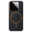 Xiaomi 14 MagSafe TPU Phone Case - Black Orange Litchi Grain - 1