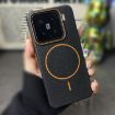 Xiaomi 14 MagSafe TPU Phone Case - Black Orange Litchi Grain - 2