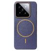 Xiaomi 14 Pro MagSafe TPU Case - Litchi Grain, Dark Blue Orange - 1