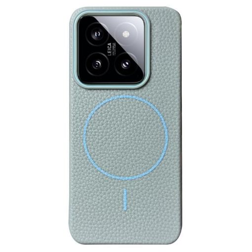 Xiaomi 14 Pro Light Blue TPU MagSafe Case with Litchi Grain Design - 1