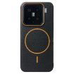 Xiaomi 15 MagSafe Litchi Grain TPU Case (Black Orange) - 1