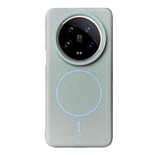 Xiaomi 14 Ultra Thin MagSafe Litchi Grain TPU Case (Light Blue) - 1