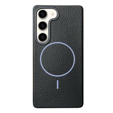 Samsung Galaxy S22 5G Black Purple MagSafe Litchi Grain Case - 1