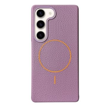 Samsung Galaxy S23 5G MagSafe Litchi Grain TPU Case - Purple Orange - 1