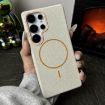 Samsung Galaxy S23 5G MagSafe Litchi Grain TPU Case (White Orange) - 2