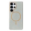 Galaxy S23 Ultra 5G MagSafe Litchi TPU Case (Grey Orange) - 1
