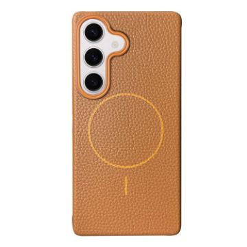 Samsung Galaxy S24 FE 5G Litchi Grain TPU Case, Gold Brown - 1