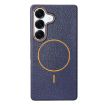 Galaxy S25+ 5G Litchi TPU Case, Dark Blue Orange, MagSafe Compatible - 1