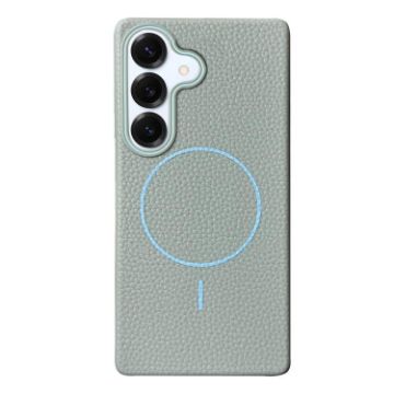 Galaxy S25+ 5G Light Blue MagSafe TPU Phone Case Litchi Grain - 1