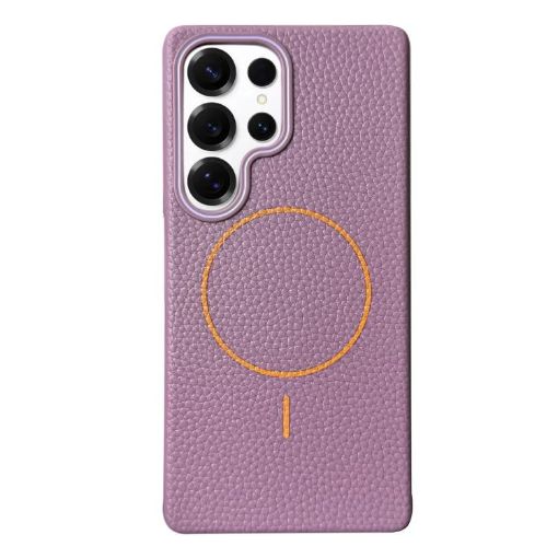 Samsung Galaxy S25 Ultra 5G TPU MagSafe Case, Purple Orange Litchi Grain - 1