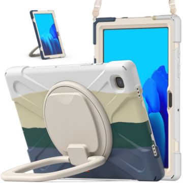 Galaxy Tab A7 10.4" T500/T505 Case: Silicone+PC, Holder & Strap, Green - 1