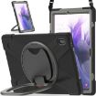 Samsung Galaxy Tab S7 FE T730 Case with Holder & Strap (Black+Grey) - 1