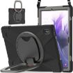 Samsung Galaxy Tab S7 FE T730 Case with Holder & Strap (Black+Grey) - 2