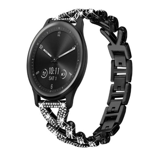 20mm Garmin Vivomove Sport/Vivoactive5/3 Diamond Metal Band (Black) - 1