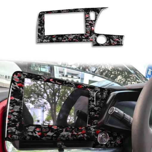 Gold Foil Carbon Fiber Screen Frame for Corvette C8 2020+ (Red) - 1