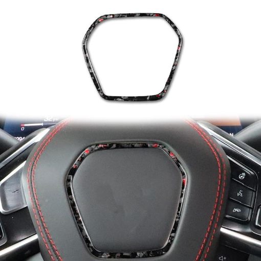 Forged Gold Foil Carbon Fiber Steering Wheel Sticker for Corvette C8 - 1