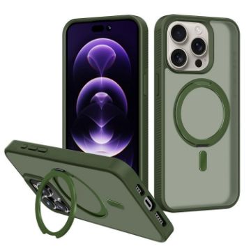 iPhone 14 Pro Deep Green Kalebol Rotating Holder MagSafe Case - 1