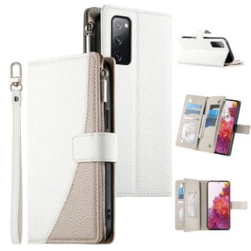 Samsung Galaxy S20 FE White Leather Wallet Case with Strap - 1