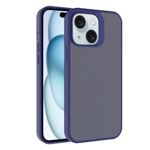Kalebol Frosted PC Hybrid TPU Phone Case for iPhone 15 - Blue - 1