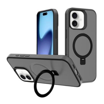 iPhone 17 Kalebol Frosted MagSafe Holder PC Case - Black - 1