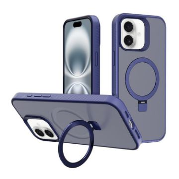 iPhone 16 Plus Kalebol MagSafe Holder Frosted Case (Royal Blue) - 1