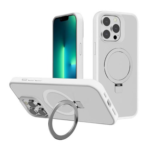 Kalebol Frosted MagSafe Holder Case for iPhone 13 Pro Max (White) - 1