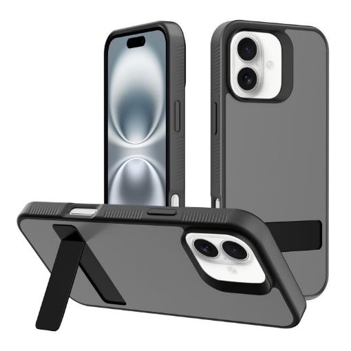 iPhone 16 Plus Kalebol Frosted Black Holder Hybrid Case - 1