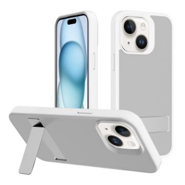 iPhone 15 Plus Kalebol White Frosted Hybrid Phone Case Holder - 1