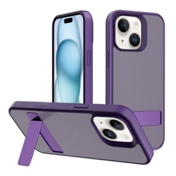 iPhone 15 Kalebol Dark Purple Frosted Hybrid Phone Case Holder - 1