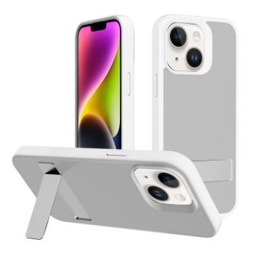 iPhone 14 Plus Kalebol Frosted Holder Hybrid Case (White) - 1