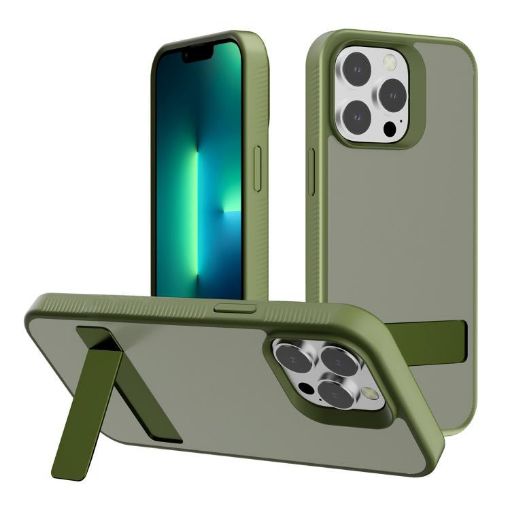 iPhone 13 Pro Max Frosted Holder Hybrid TPU Case (Deep Green) - 1