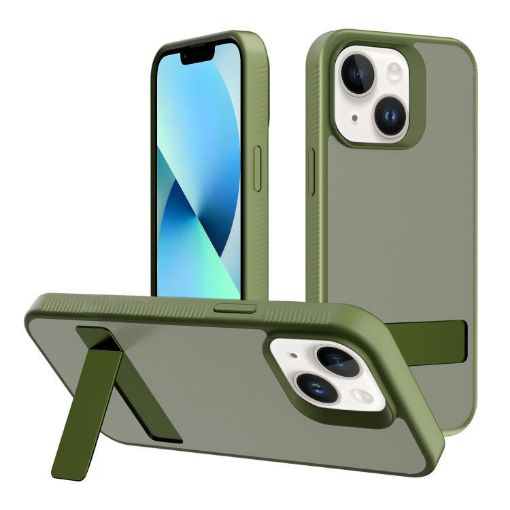 Deep Green Kalebol Frosted Holder Hybrid Case for iPhone 13 - 1