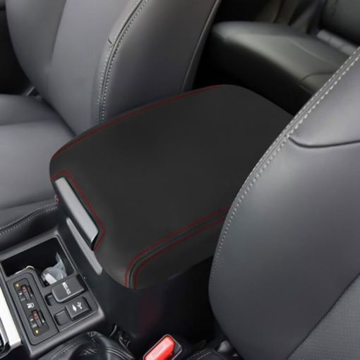 Toyota Prado 2010-2019 Armrest Leather Cover (Black Red) - 1