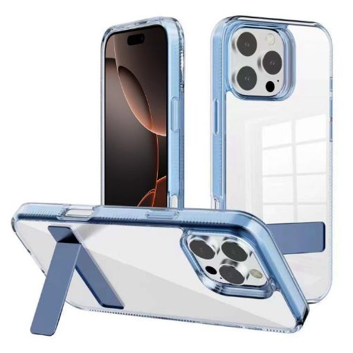 iPhone 16 Pro Kalebol Clear Acrylic TPU Case (Blue Holder) - 1