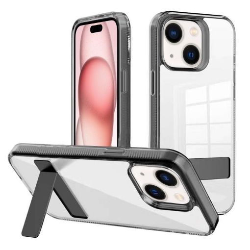 iPhone 15 Plus Kalebol Holder Clear Acrylic TPU Case (Black) - 1