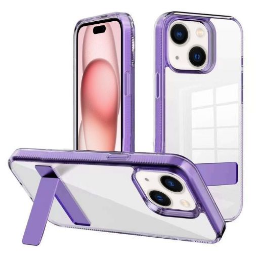 iPhone 15 Kalebol Holder Clear Acrylic TPU Case (Purple) - 1