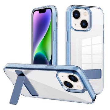 iPhone 14 Kalebol Holder Clear Acrylic TPU Case - Blue - 1