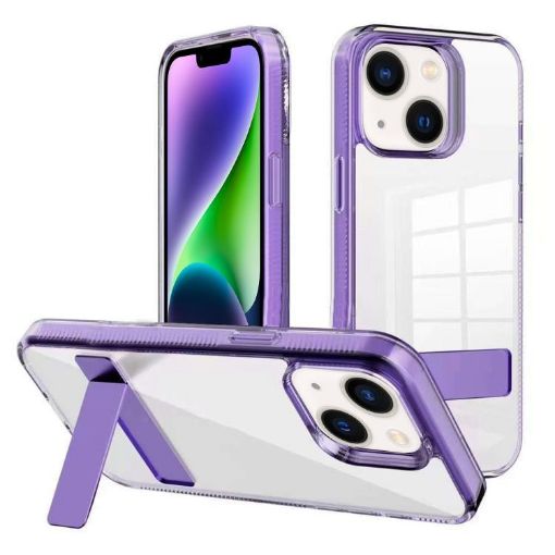iPhone 14 Kalebol Purple Clear Acrylic TPU Phone Case Holder - 1