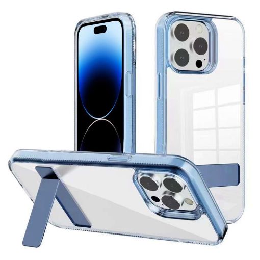 iPhone 14 Pro Max Clear Acrylic TPU Case (Blue) Kalebol Holder - 1