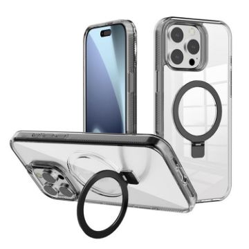 iPhone 17 Pro Kalebol MagSafe Holder Clear TPU Case (Black) - 1